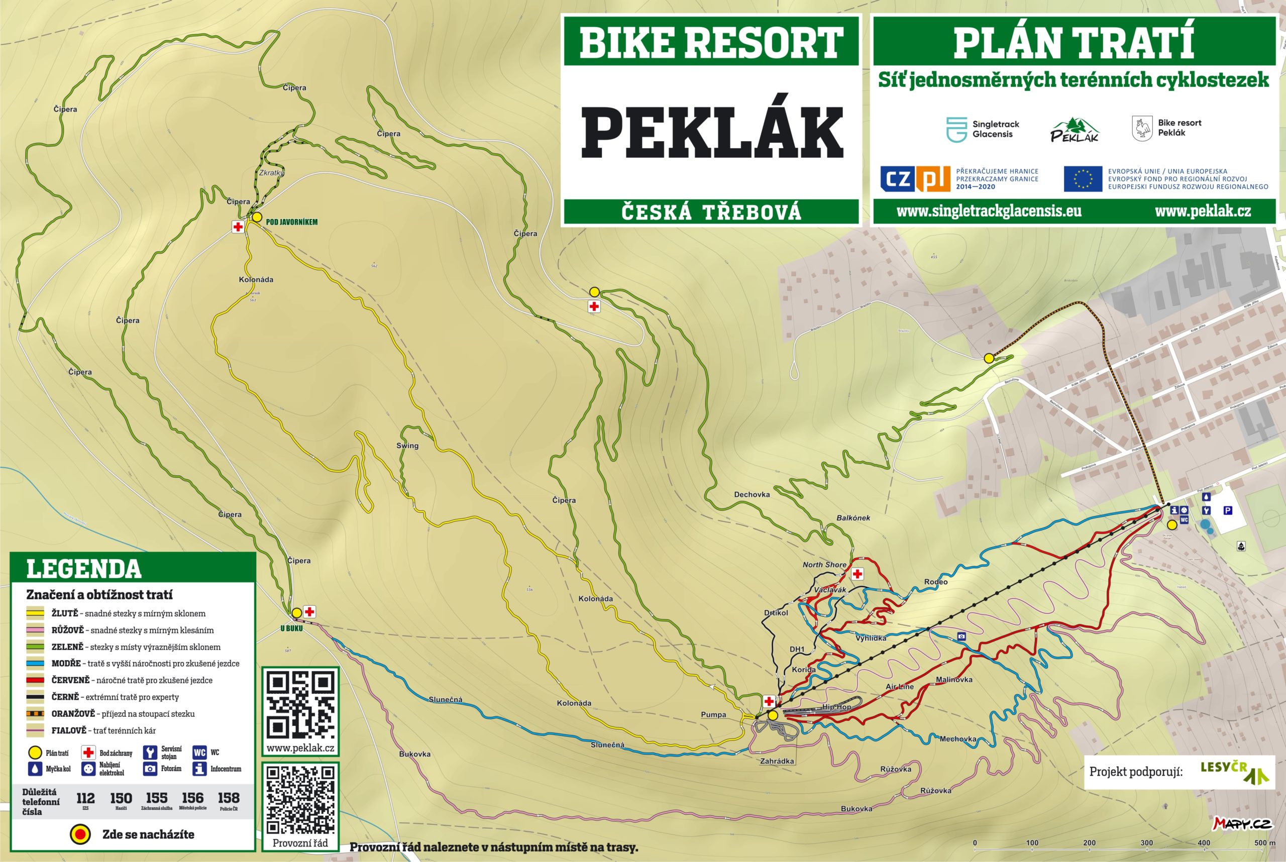 Bike resort Peklák Česká Třebová - plán tratí